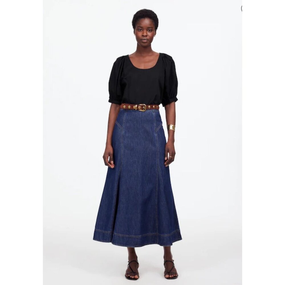 Madewell Womens Relaxed Scoopneck Short-Sleeve Top Black Sz XL Puff Sleeves NWT - Picture 6 of 11